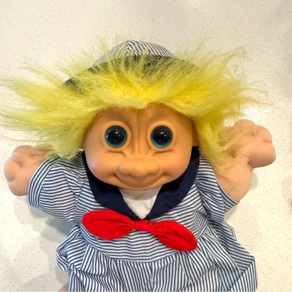90’s Russ Troll Dolls Set! Yellow & Blue Plush Dolls! Sailor and acid wash look! - Picture 3 of 8